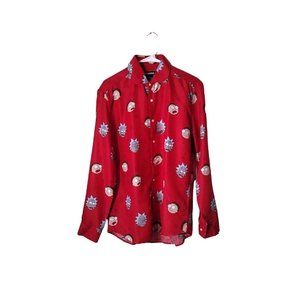 Suitmeister Christmas Shirt Mens Medium Rick Morty Button Up Holiday Funny